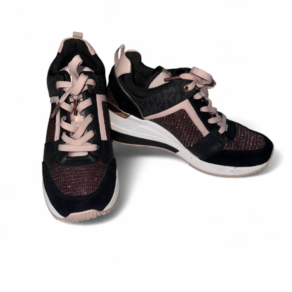 Michael Kors Georgie Van Leer hightop trainers Black, Pink, Rose Gold detailing